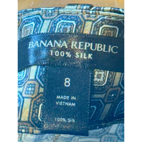 BANANA REPUBLIC Wom. Size 8 %100 Silk Geometric Print Wide Leg Palazzo Pants - Picture 4 of 11